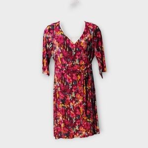 NWT Jones New York Wrap Around Watercolor Floral Midi Dress ~sz 16
